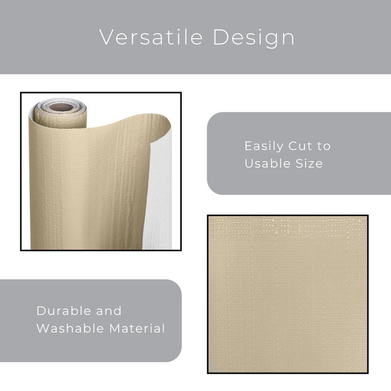 Smart Design Bonded Grip Shelf Liner - 12 Inch x 10 Feet - Non Adhesive, Strong Grip Bottom, Easy Clean Kitchen Drawer, Cabinet, Cupboard Dresser Protector Cover, Non Slip Rubber Mat - Taupe - Image 3